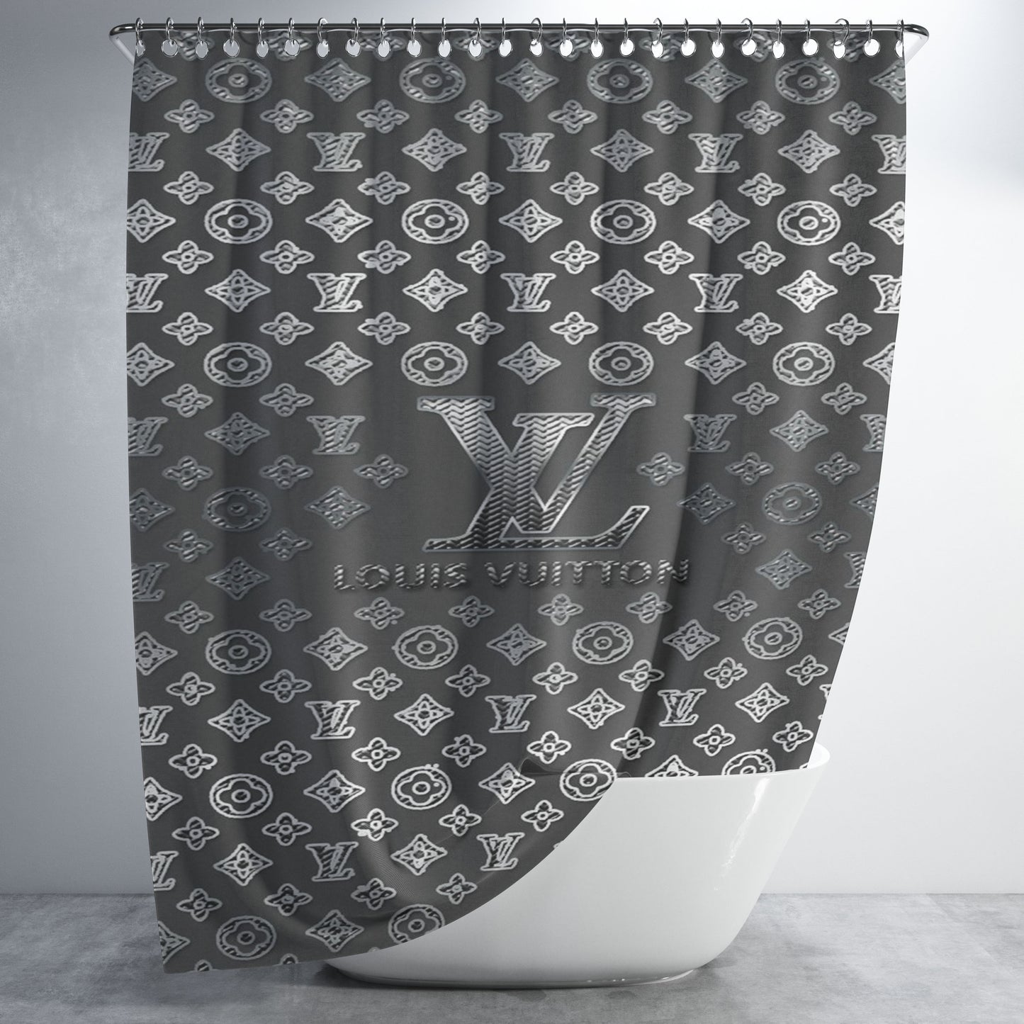 Louis Vuitton Wallpaper Bathroom Shower Curtain Fabric Waterproof | 66 X 72 Inch