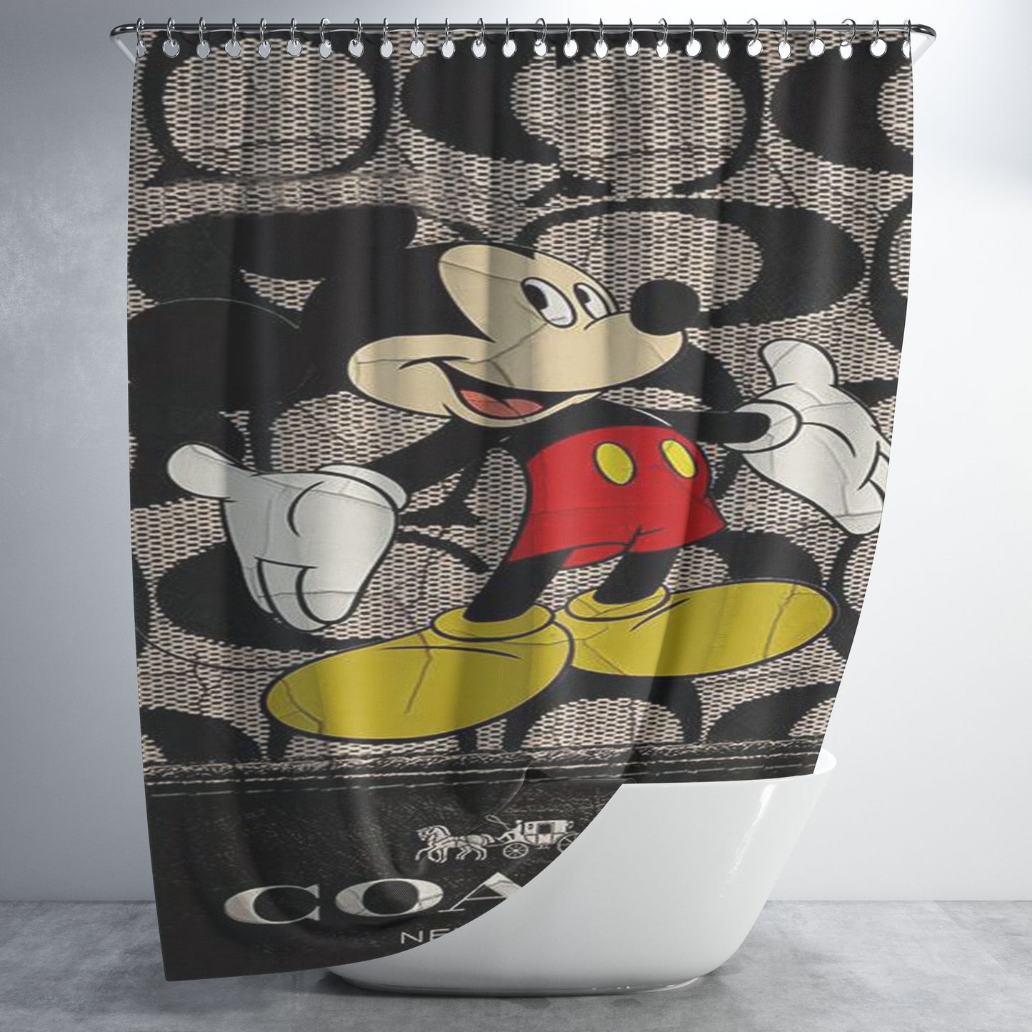 Mickey Mouse Coach New York Bathroom Shower Curtain Fabric Waterproof | 66 X 72 Inch