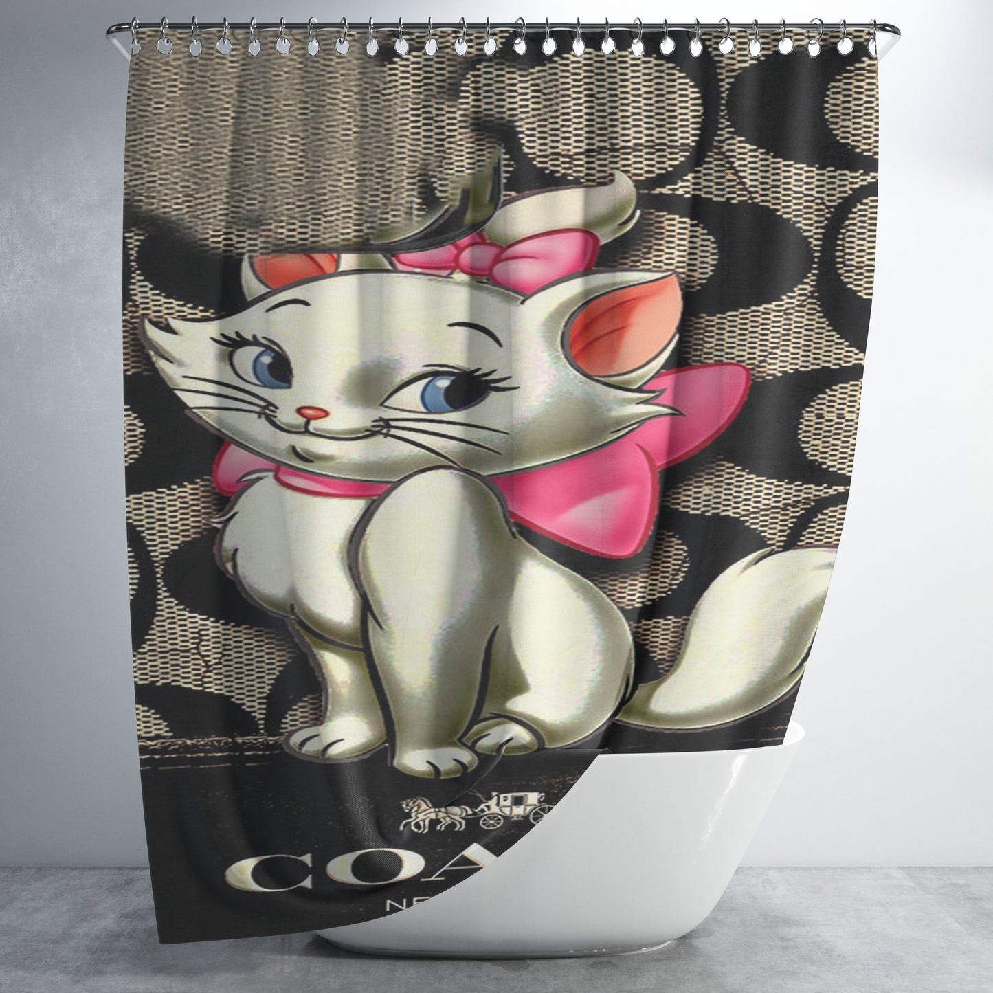 New Coach Cat Marie Bathroom Shower Curtain Fabric Waterproof | 66 X 72 Inch