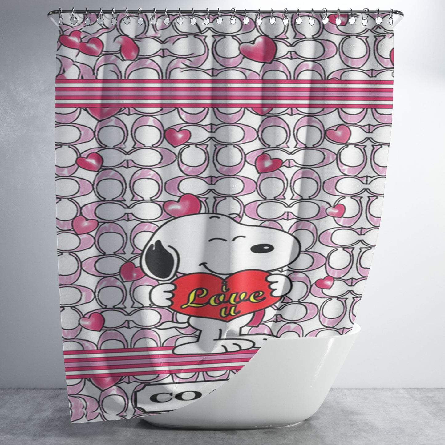 Snoopy Coach Bathroom Shower Curtain Fabric Waterproof | 66 X 72 Inch