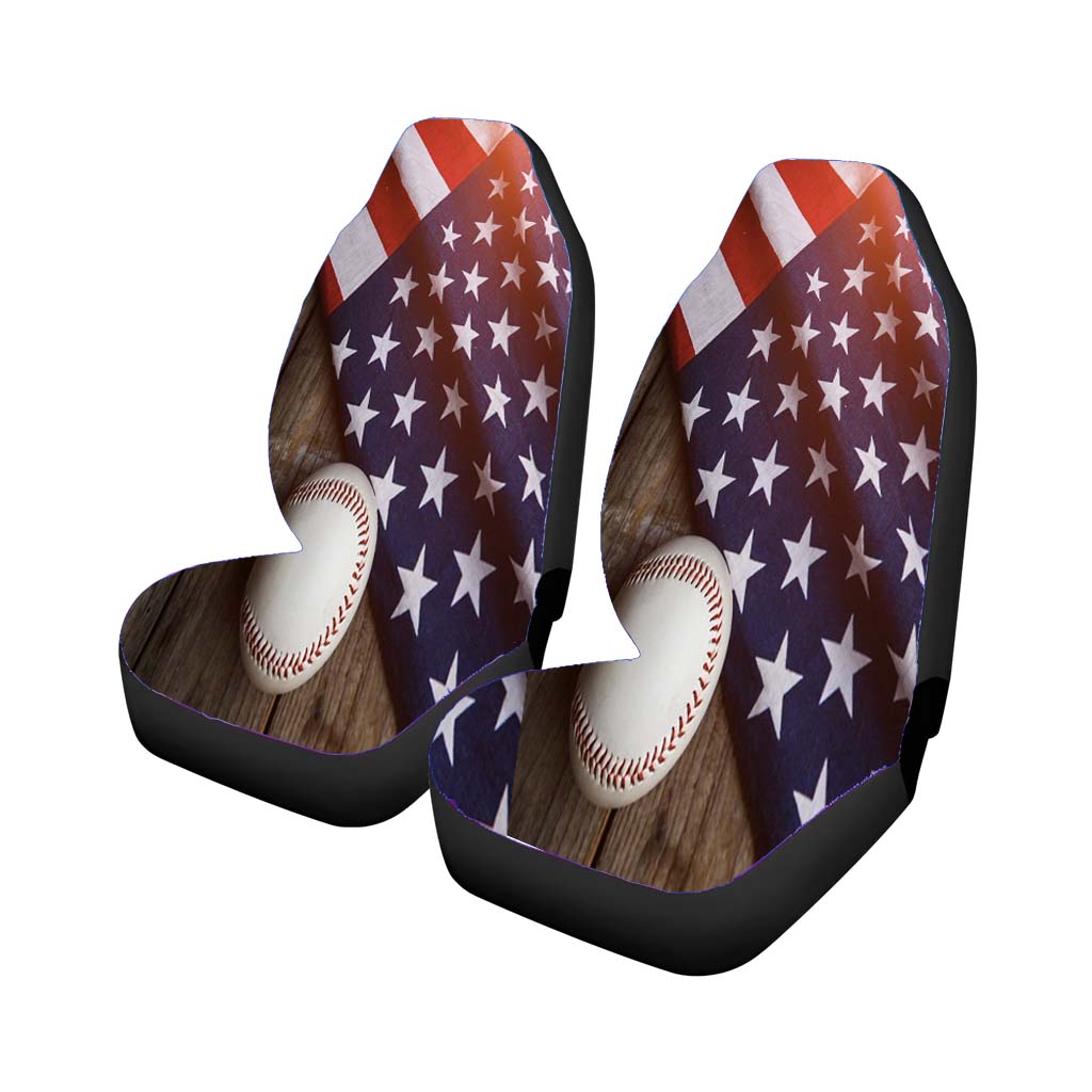 Baseball Ball And Flag Car Seat Covers