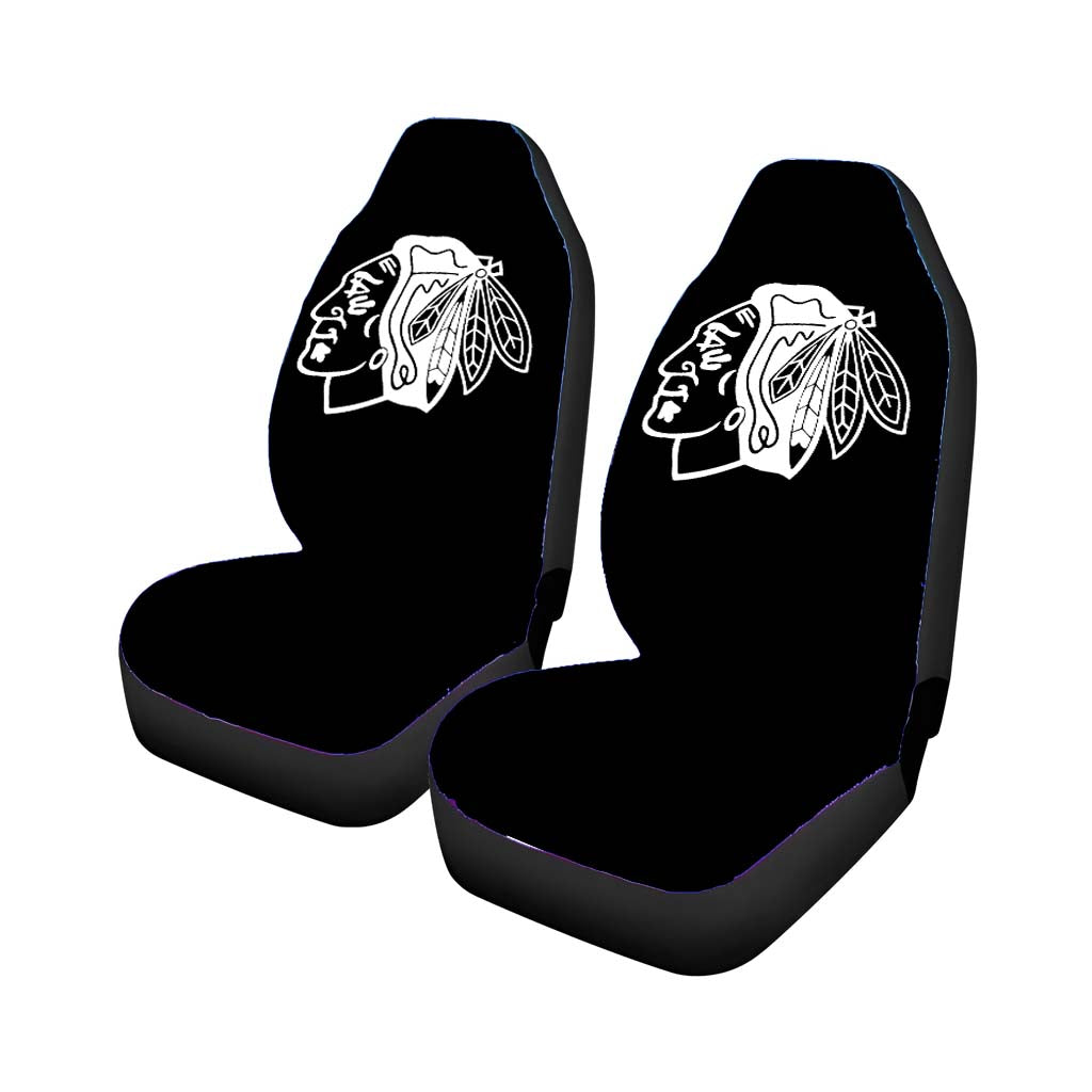 White Black Chicago Blackhawks Logo Car Seat Covers