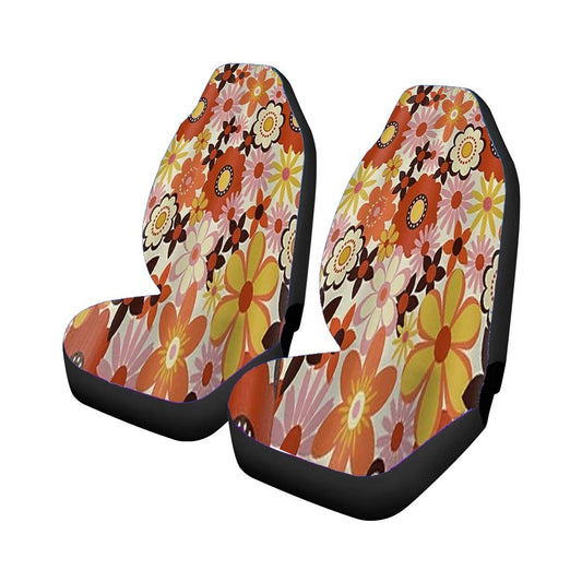70S Retro Boho Floral Vintage Universal Fit Stylish & Comfortable Car Seat Covers