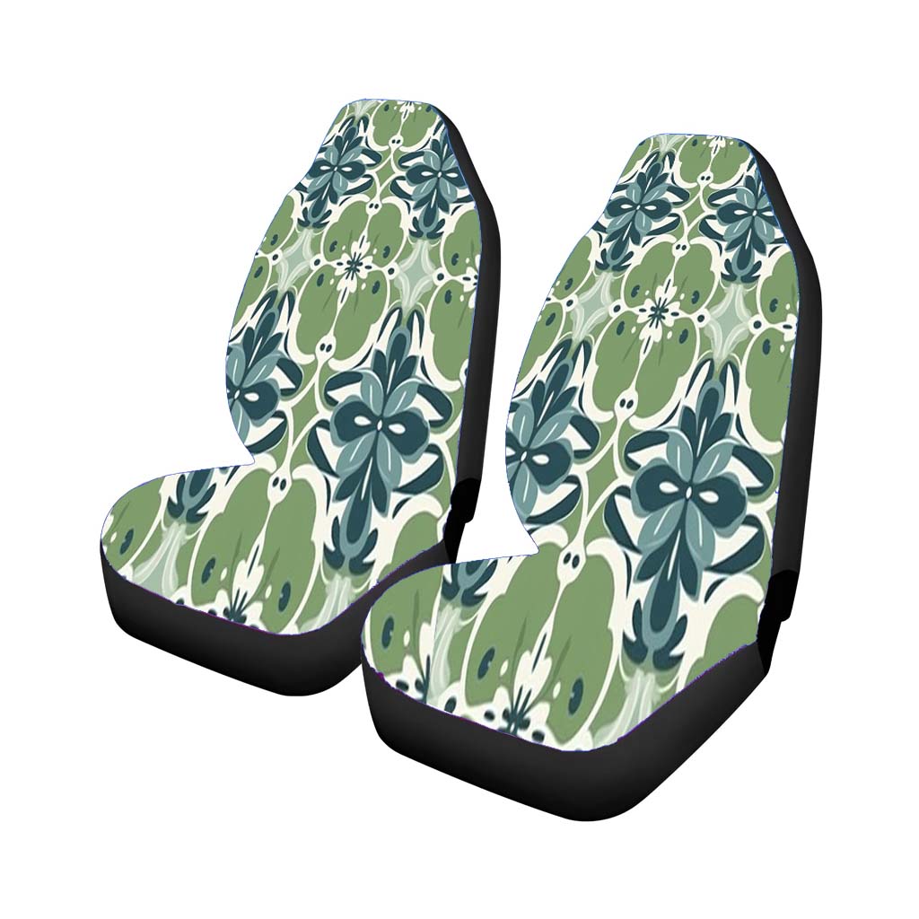 A Seamless Pattern With Blue Flowers And Green Leaves Universal Fit Stylish & Comfortable Car Seat Covers