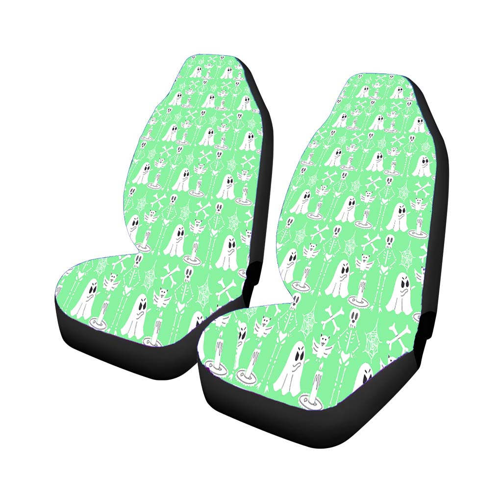 Green Pattern Halloween Ghost Skeleton Ar Car Seat Covers