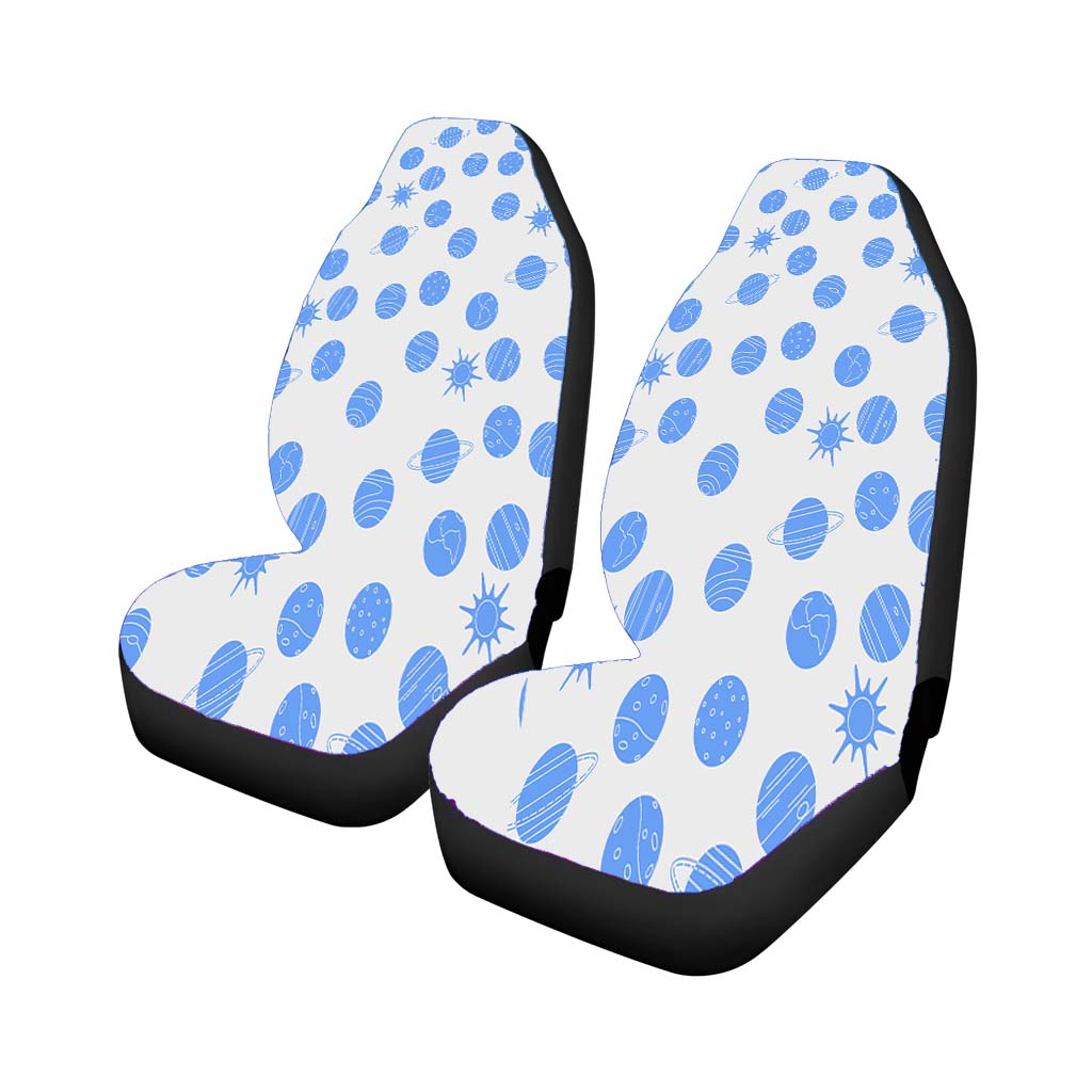 Grey Blue Planet Pattern Doodle Art Car Seat Covers