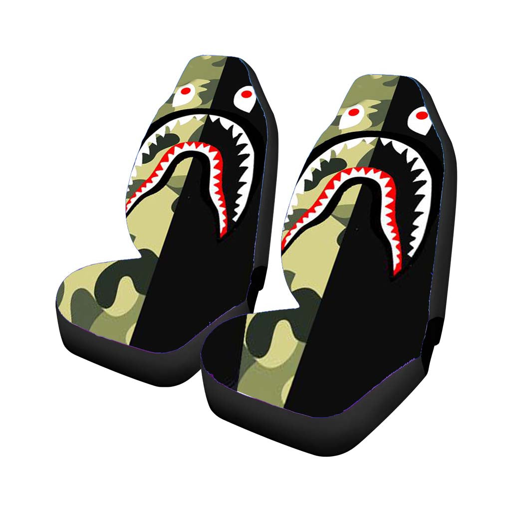 Half Camo Bape Shark Face Pattern Car Seat Covers