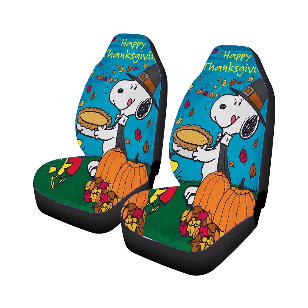 Happy Thanksgiving Snoopy Universal Fit Stylish & Comfortable Car Seat Covers