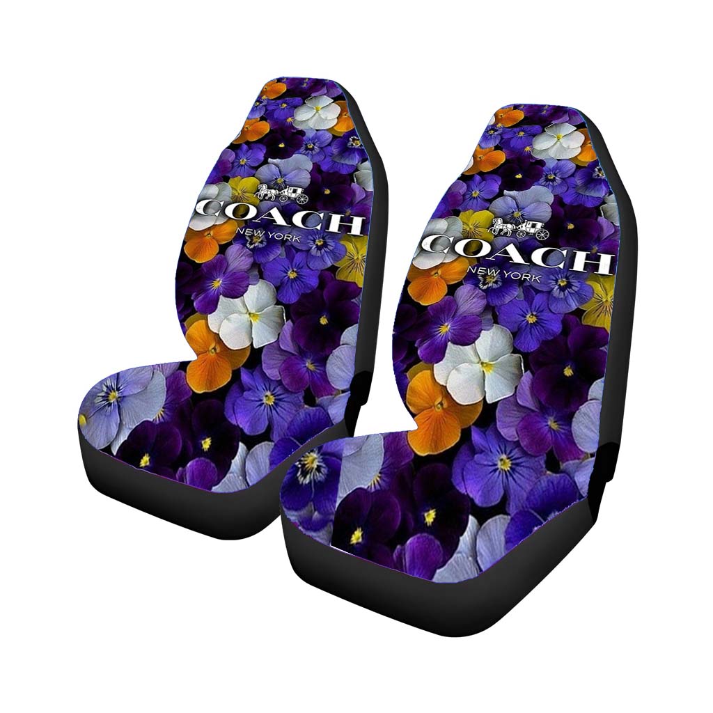 Purple Flowers Coach New York Car Seat Covers