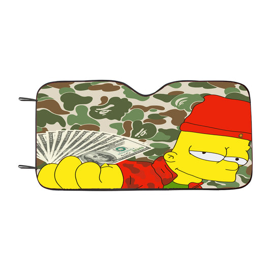 Bart Simpson Dollar Car Auto Sun Shade Windshield Cover
