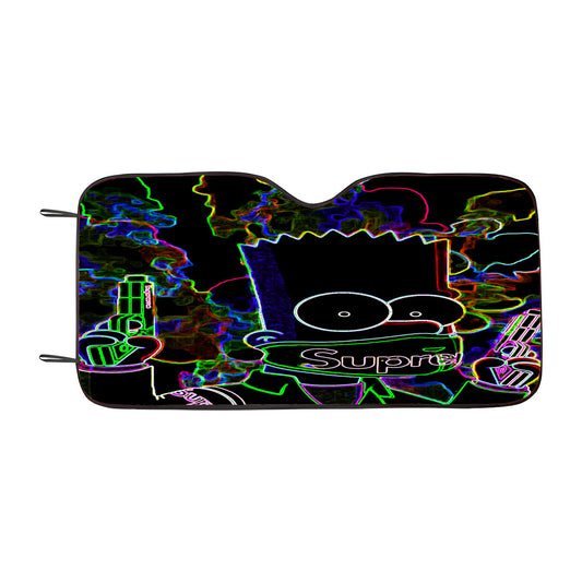 Bart Simpson In Black Car Auto Sun Shade Windshield Cover