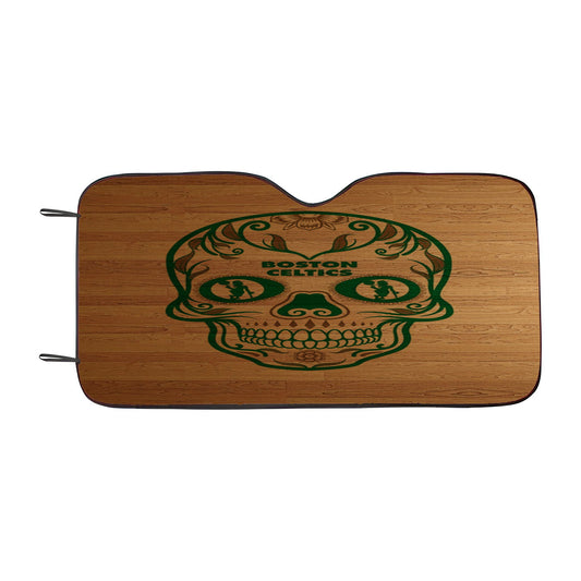 Boston Celtics Sugar Skull Wooden Wallpapers Car Auto Sun Shade Windshield Cover