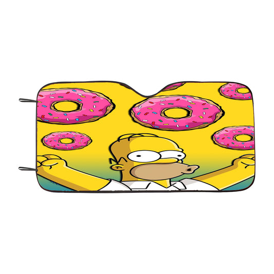 Homer Simpson Donuts Pink Car Auto Sun Shade Windshield Cover