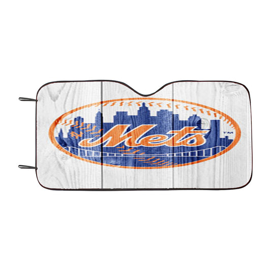 New York Mets White Wood Car Auto Sun Shade Windshield Cover