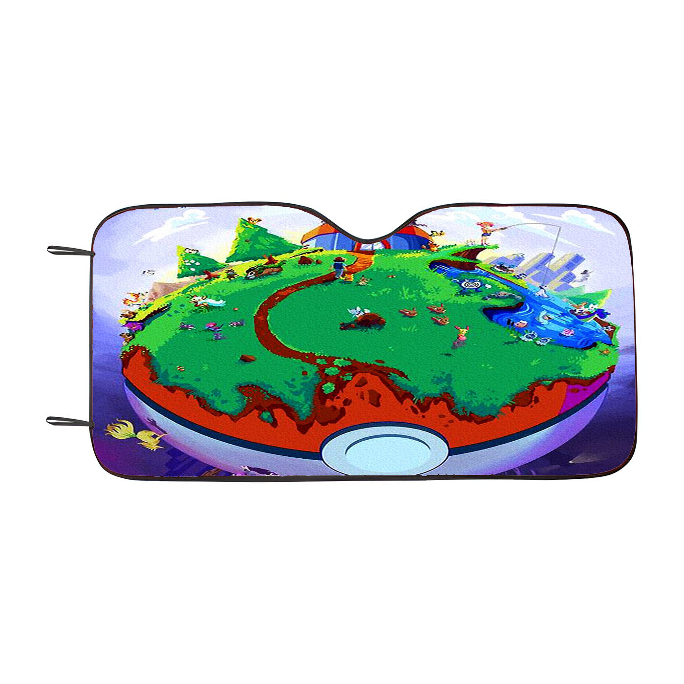 Pokemon Poster Earth Pokeballs Car Auto Sun Shade Windshield Cover