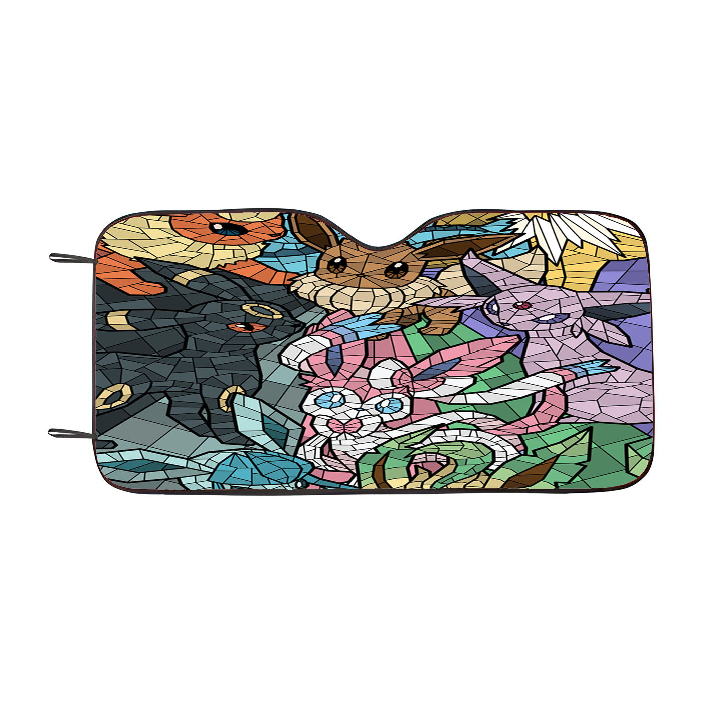 Pokemon Stained Glass Eevee Evolutions Car Auto Sun Shade Windshield Cover