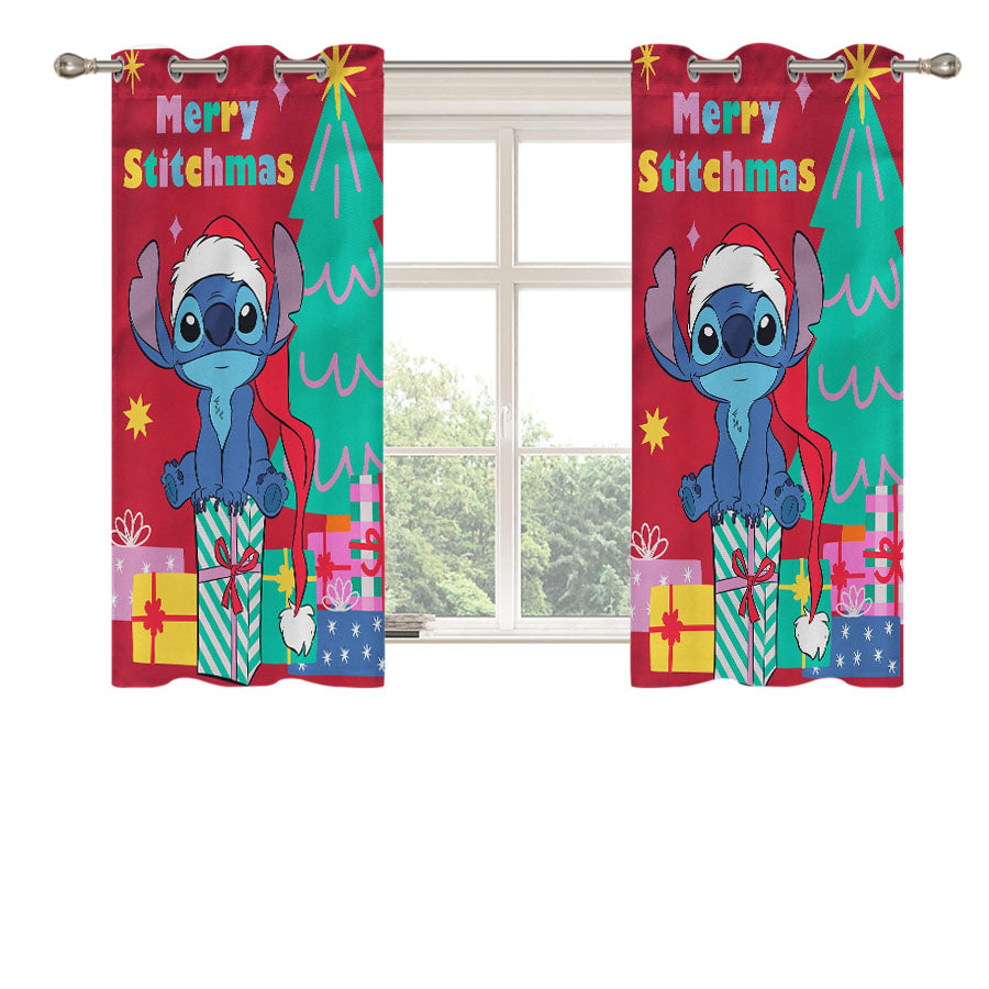 Disney Merry Stitchmas Stitch Peach Skin Window Curtains
