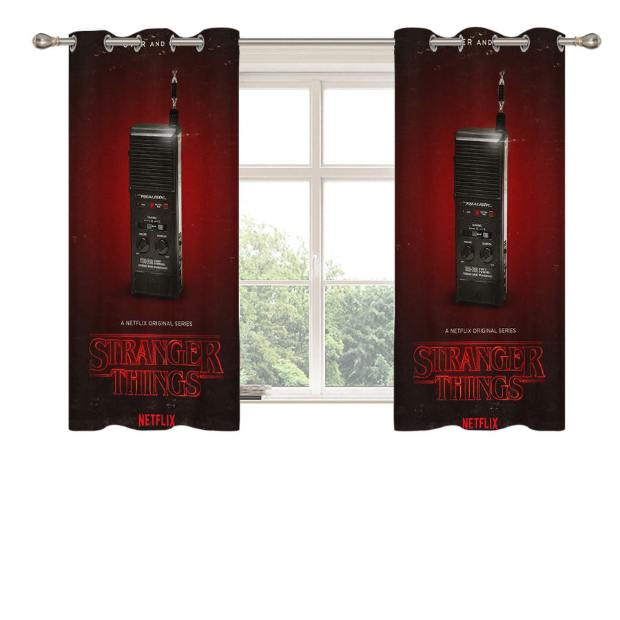 Handy Talky Stranger Things Poster Peach Skin Window Curtains