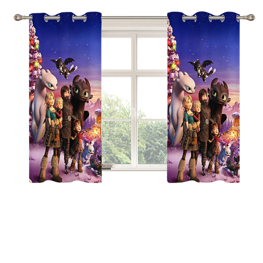 How To Train Your Dragon Homecoming Hiccup Astrid Toothless Peach Skin Window Curtains