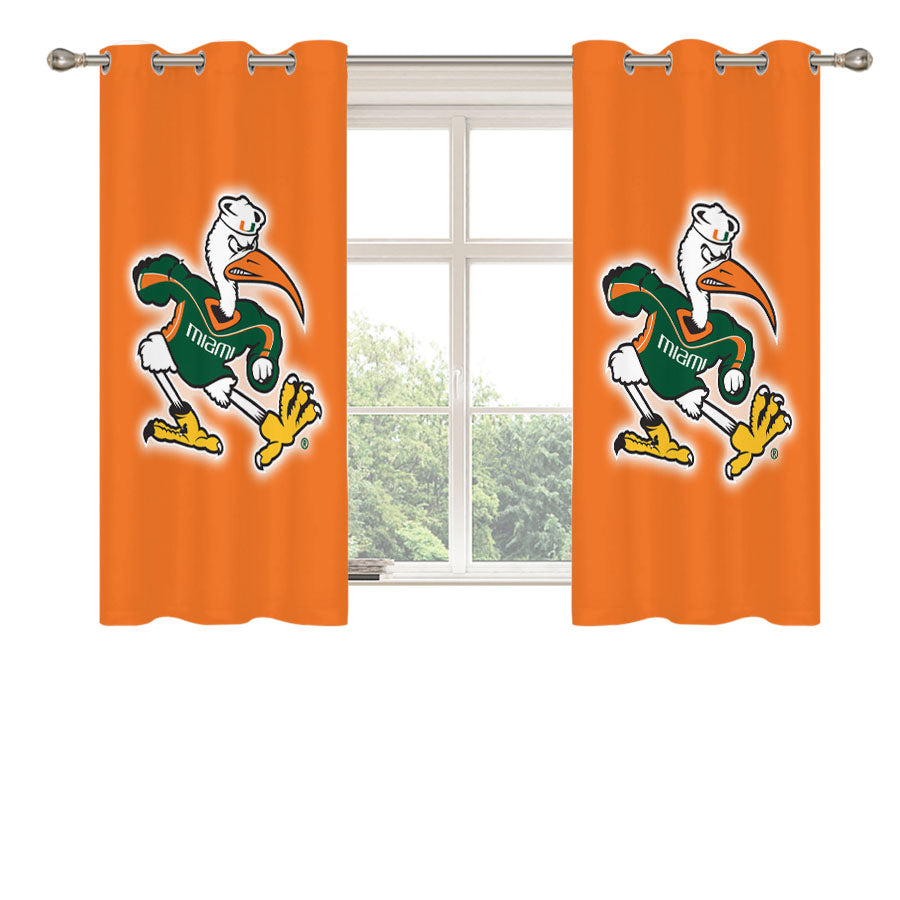 Miami Hurricanes Logo Peach Skin Window Curtains