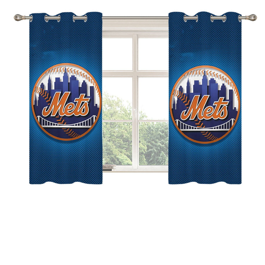 New York Mets Ny Logo Peach Skin Window Curtains