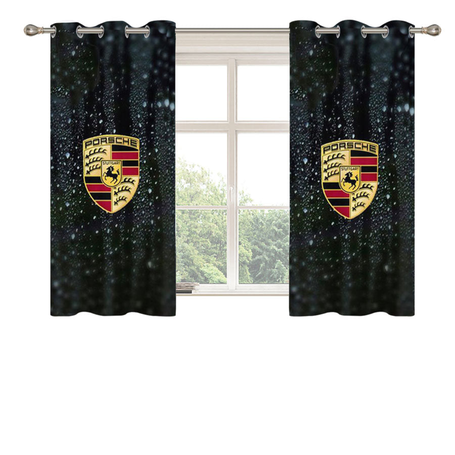 Porsche Logo Peach Skin Window Curtains