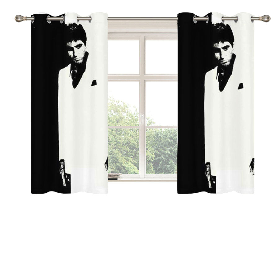 Scarface Black N White Peach Skin Window Curtains