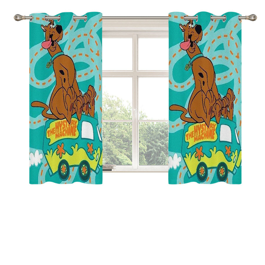 Scooby Doo And Mystery Machine Peach Skin Window Curtains