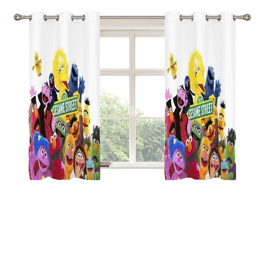 Sesame Street Characters Peach Skin Window Curtains