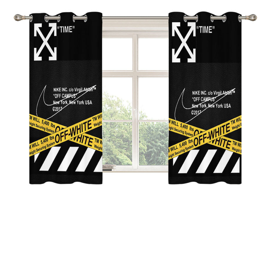 Stripe Arrow Off White New York Black Peach Skin Window Curtains
