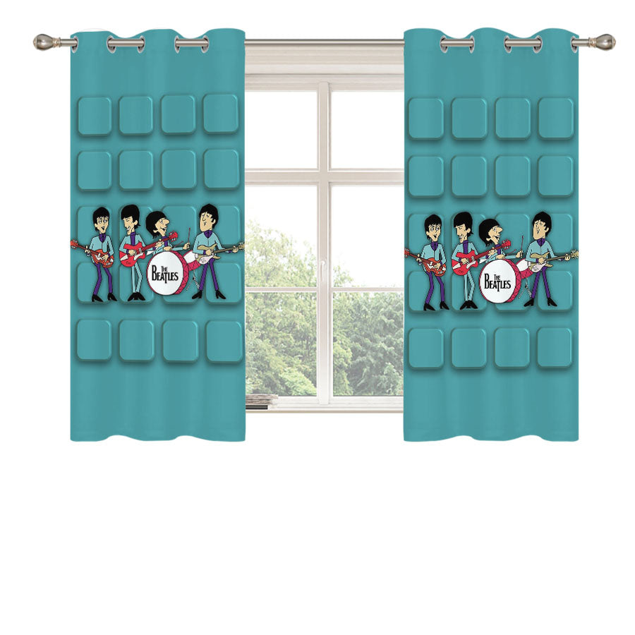 The Beatles Cartoon Peach Skin Window Curtains