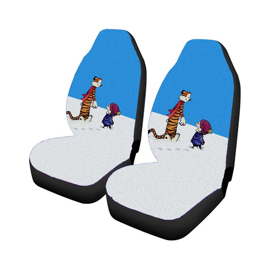 Calvin And Hobbes Christmas Snow Car Seat Covers Universal Fit