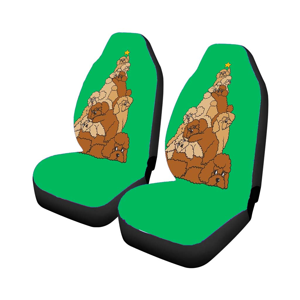 Christmas Tree Poodle Dog Green Car Seat Covers