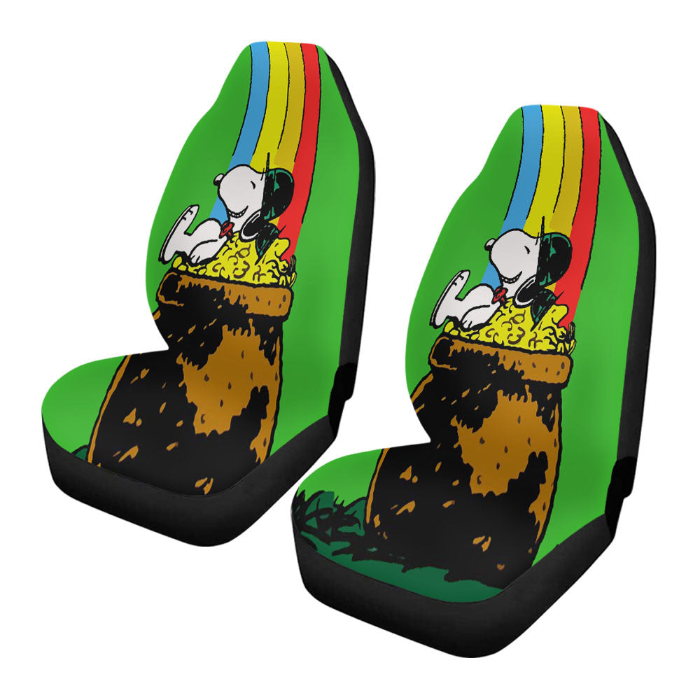 Snoopy Green Rainbow St Patricks Day Car Seat Covers