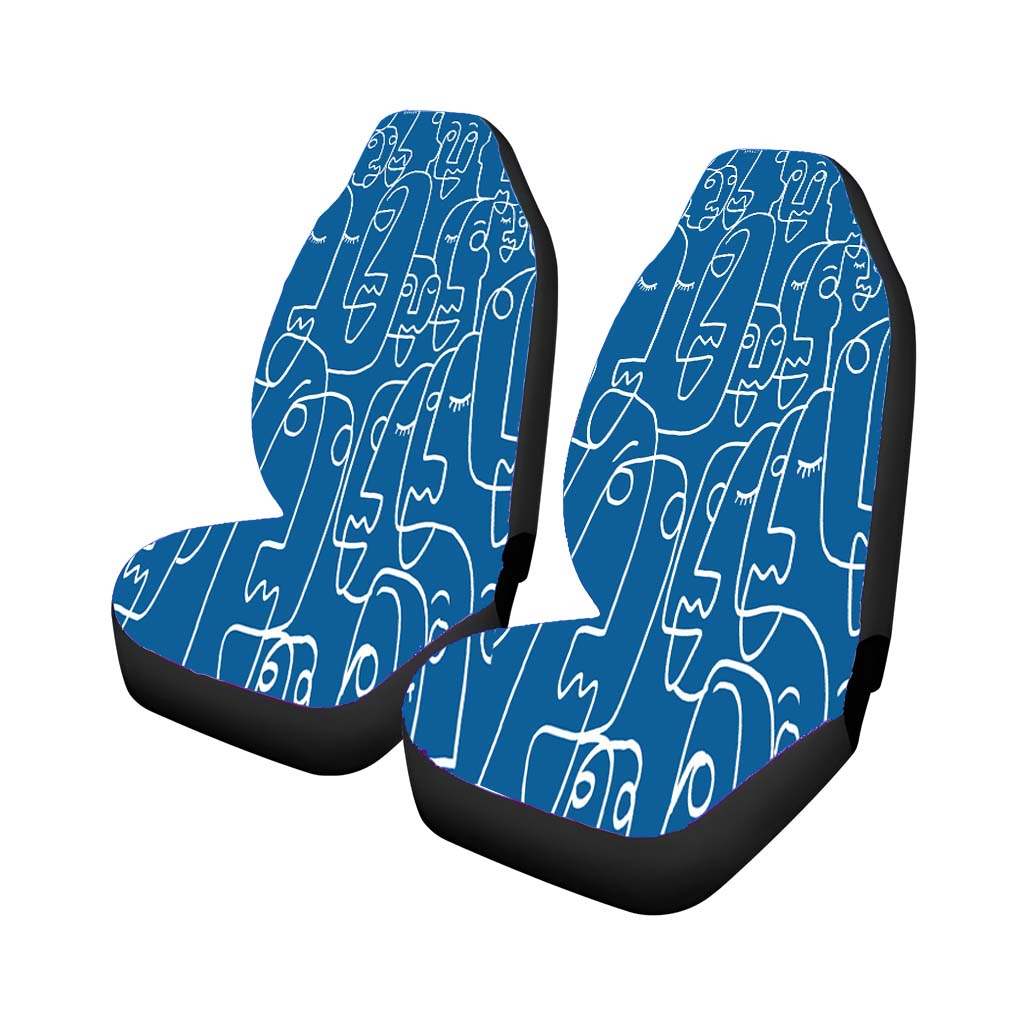 Abstract Face Blue car Seat Covers