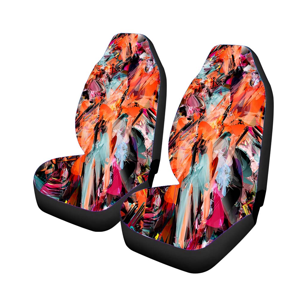 Abstract Feathers Color Orange car Seat Covers