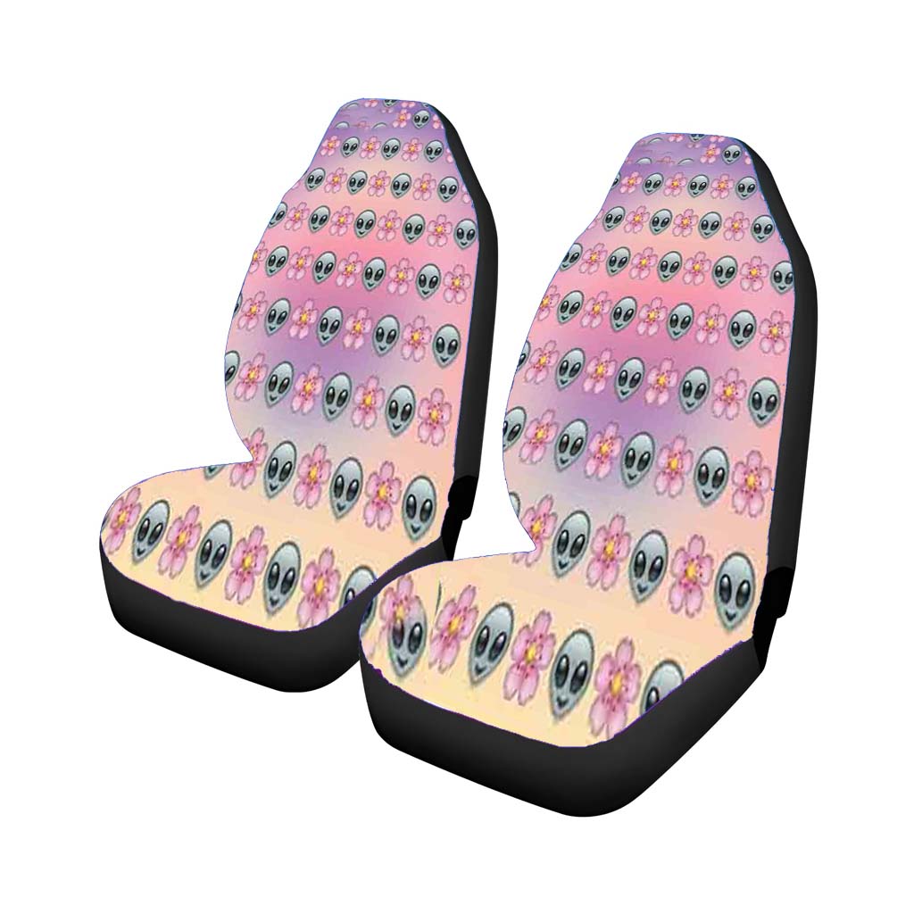 Alien Emoji Flower car Seat Covers