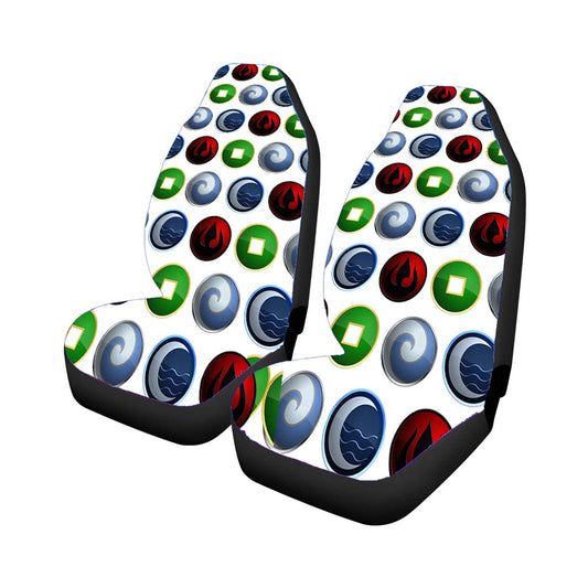 Avatar The Last Airbender Water Fire Earth Air Symbol Pattern Universal Fit Car Seat Covers