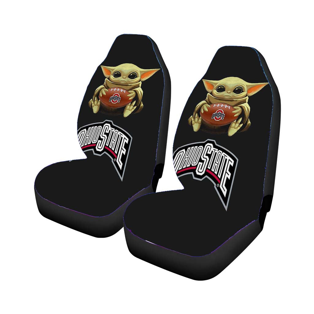 Baby Yoda Hug Ohio State Buckeyes Mandalorian car Seat Covers
