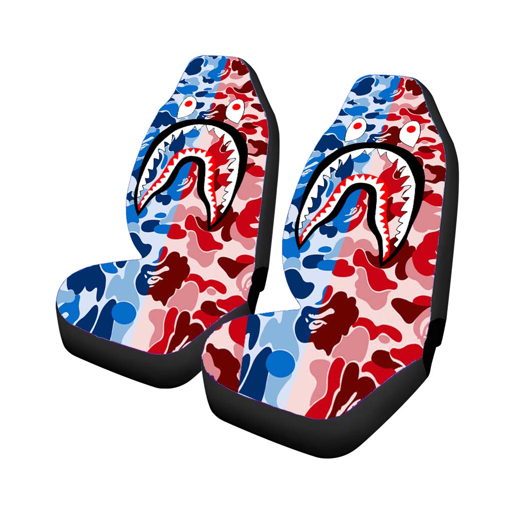 Bape Camo Shark Blue Red car Seat Covers