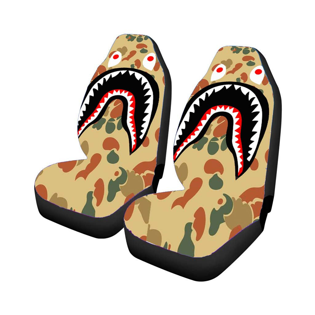 Bape Camo Shark Face Brown car Seat Covers