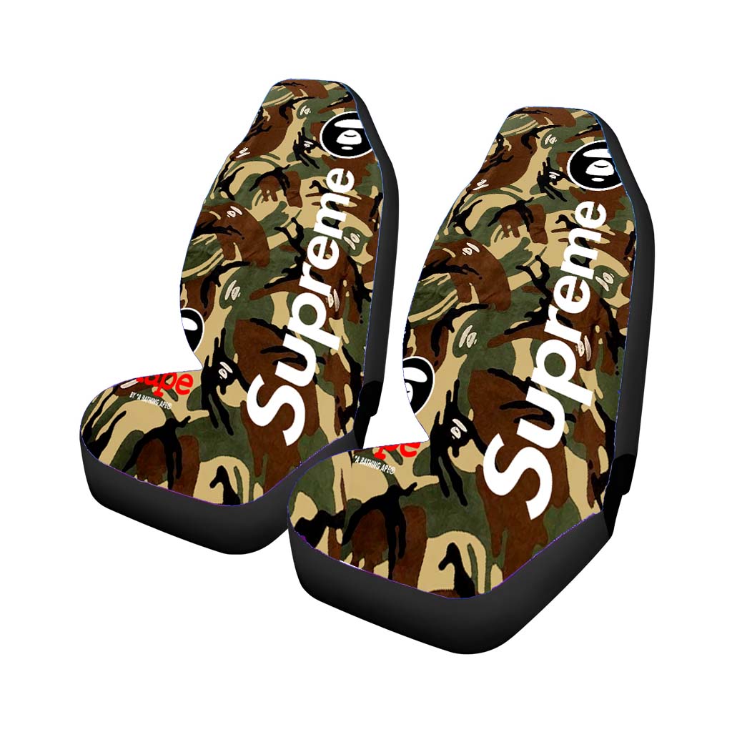 Bape Camo Shark Face Logo Green 2 car Seat Covers