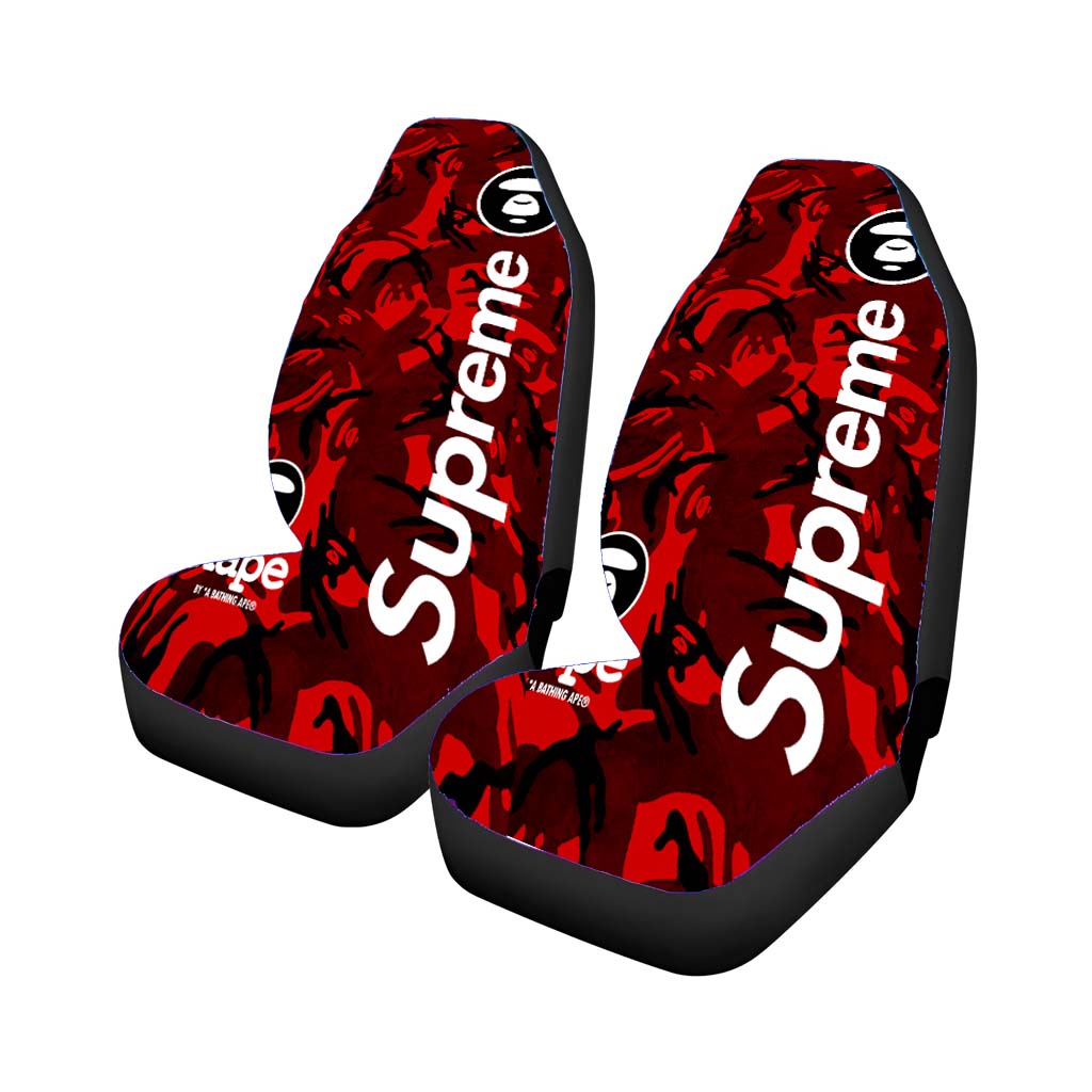 Bape Camo Shark Face Logo Red 2 car Seat Covers