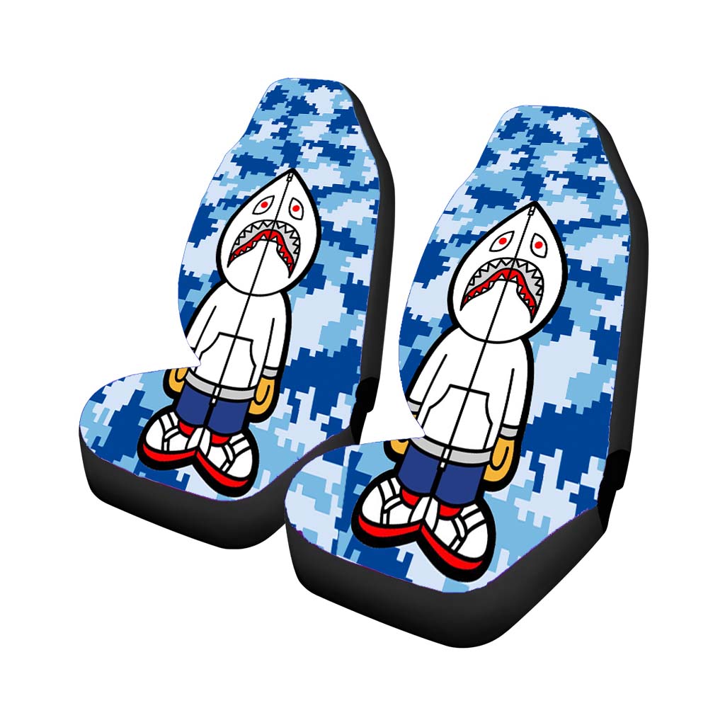 Bape Hoodie Camouflage 8 Bit Blue Background car Seat Covers