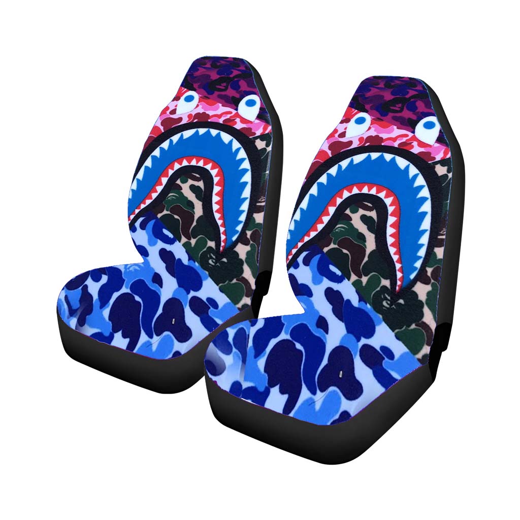 Bathing Ape Bape Multicolor Camo Shark Mouth car Seat Covers