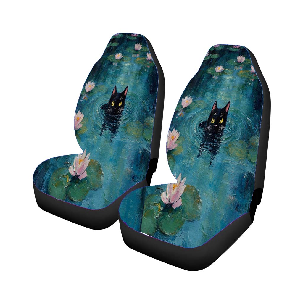 Black Cat And Lotus car Seat Covers