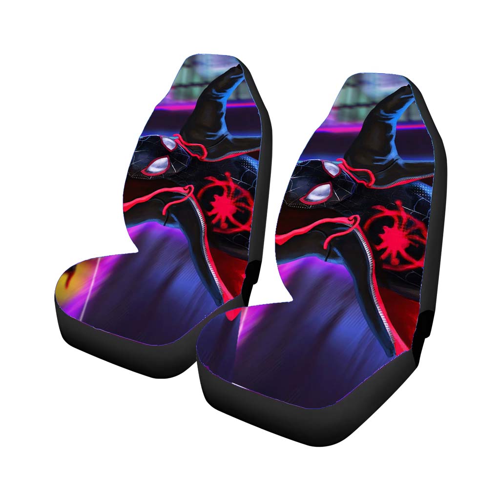 Black Spiderman Into The Spider Verse car Seat Covers