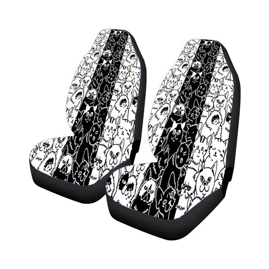 Black White Cats Pattern Universal Fit Car Seat Covers