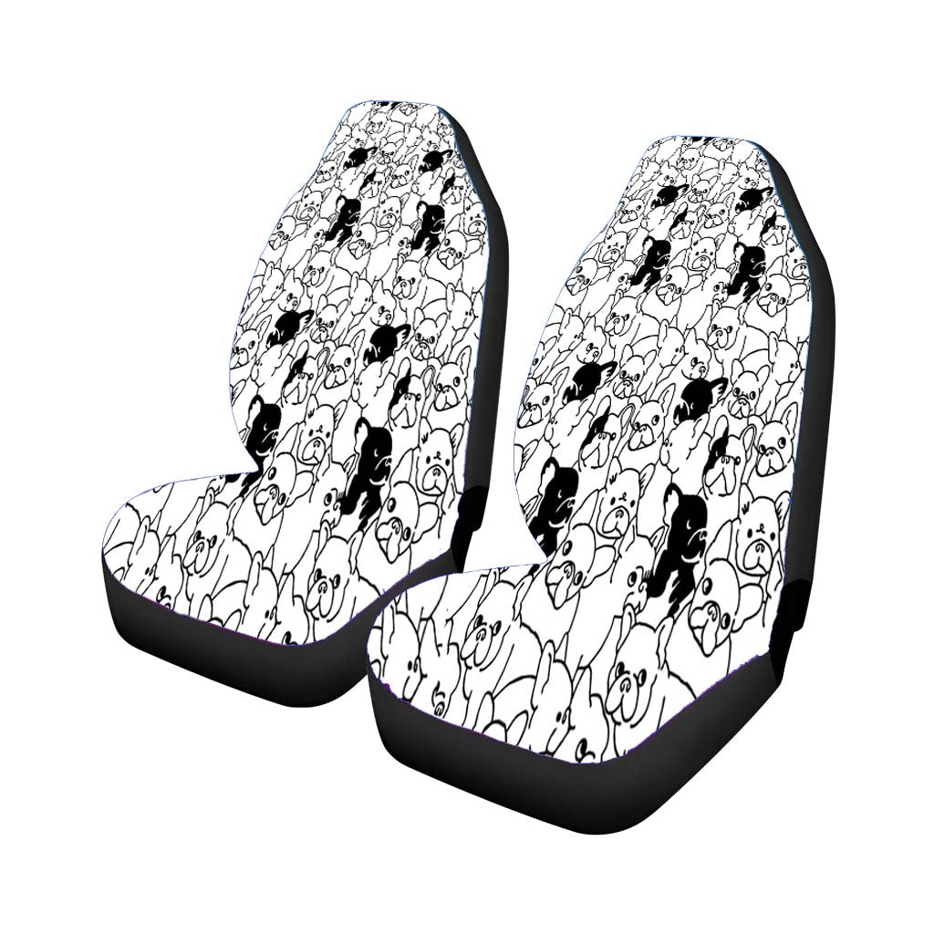 Black White French Bulldog Pattern car Seat Covers