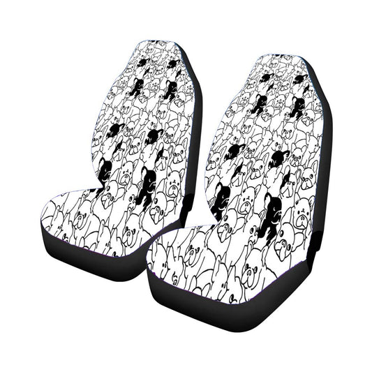 Black White French Bulldog Pattern Universal Fit Car Seat Covers